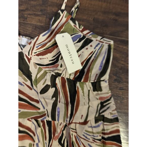 Monteau Los Angeles Maxi Dress Abstract Leaf Print Boho Large - Picture 3 of 8